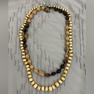 Bundle of (2) Neutral Toned Beaded Necklaces